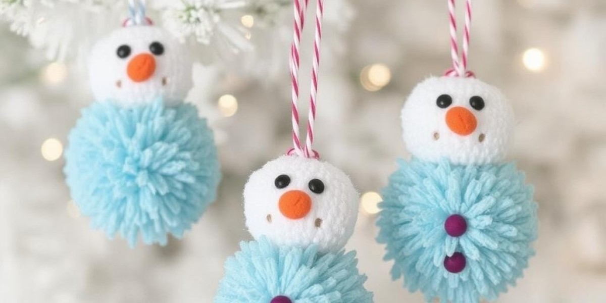 Pom-Pom Snowmen Ornaments