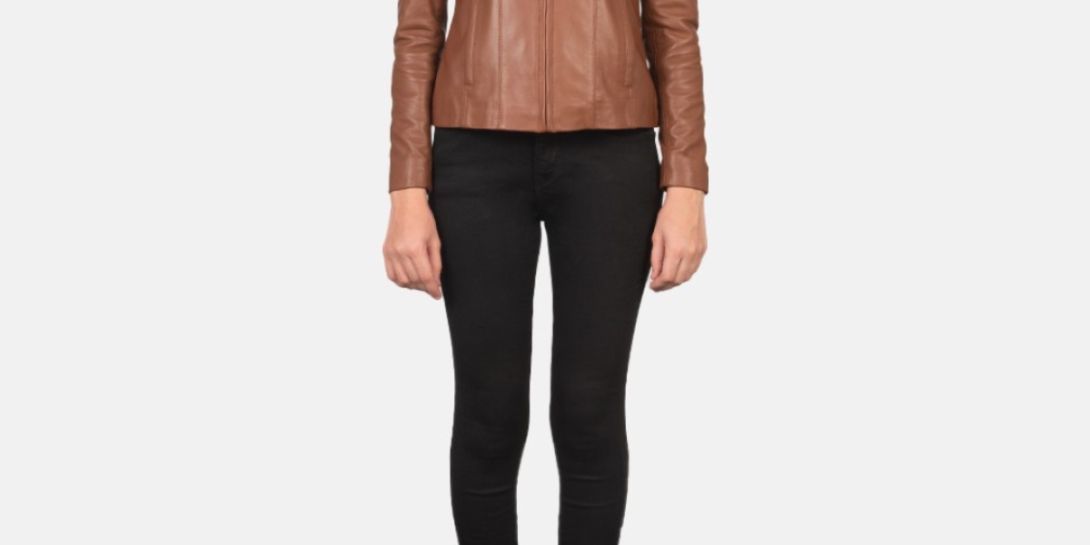 cocoa brown leather jacket for women