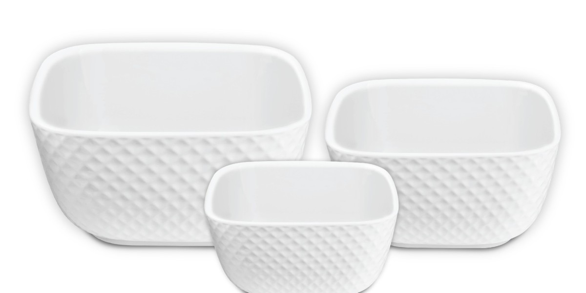 LE REGALO® 3 Piece Stoneware Square Bowl Set